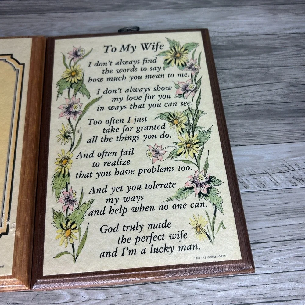 Vintage Woodworks Wood Wall Plaque Husband Wife Couple Sign Retro Home Decor‎